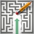 Pencil erases maze. New opportunities. Stock illustration