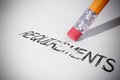 Pencil erasing the word Requirements Royalty Free Stock Photo