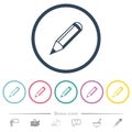 Pencil flat color icons in round outlines Royalty Free Stock Photo