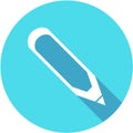 Pencil. Flat Design vector icon. Pencil on blue background with shadow Royalty Free Stock Photo