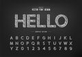 Pencil font font and alphabet vector, Sketch design typeface and number, Graphic text on background