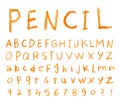 Pencil font Hand drawn. Vector illustration