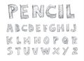 Pencil font Hand drawn. Vector illustration