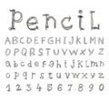 Pencil font Hand drawn. Vector illustration