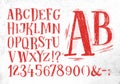 Pencil font red alphabet