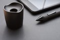 Pencil graphics for tablet and holder for it Royalty Free Stock Photo