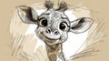 Pencil hand drawn illustration of a cute giraffe in sketch style on a light background Royalty Free Stock Photo