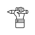 Pencil in hand - fight for education creative fist hand with pencil of idea. idea revolution concept and knowledge in attaining