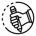 Pencil in hand icon, outline style