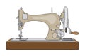 Hand sewing machine on a wooden base. A quick pencil sketch Royalty Free Stock Photo