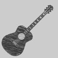 Pencil hatching guitar sketch Royalty Free Stock Photo