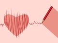 Pencil, heart and ECG Royalty Free Stock Photo