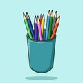 pencil holder cartoon illustration vector Royalty Free Stock Photo