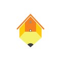 Pencil home kid education symbol logo vector Royalty Free Stock Photo