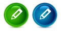 Pencil icon artistic shiny glossy blue and green round button set Royalty Free Stock Photo