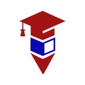 Pencil icon with cap educational logo illustration