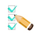 Pencil icon with check boxes isolated