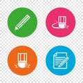 Pencil icon. Edit document file. Eraser sign. Royalty Free Stock Photo