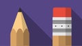 Pencil icon in flat design with shadow on ultra violet background