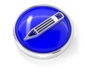 Pencil icon on glossy blue round button Royalty Free Stock Photo