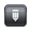 Pencil icon glossy grey. Royalty Free Stock Photo