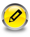 Pencil icon glossy yellow round button Royalty Free Stock Photo