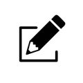 Pencil icon inside square outline simple vector graphic design symbol Royalty Free Stock Photo