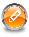 Pencil icon glossy orange round button Royalty Free Stock Photo