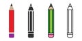 Pencil icon. School pencil in flat, line and colorful styles. Different style icons set. Isolated Symbol, logo illustration Royalty Free Stock Photo