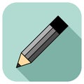 Pencil icon vector in flat style with black outline