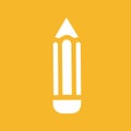 Pencil icon. For websites and apps. Image on yellow background. Flat line vector illustration. Royalty Free Stock Photo