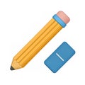 A pencil icon in yellow with pink eraser tip and blue eraser Royalty Free Stock Photo