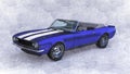 Pencil illustration of a blue 1967 Chevrolet Camaro Z28 Convertible  view A Royalty Free Stock Photo