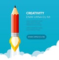 Pencil Illustration flat style. Creative start for presentation, booklet, etc. Royalty Free Stock Photo