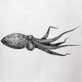 Pencil illustration of an octopus on white paper, Generative AI Royalty Free Stock Photo