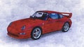 Pencil illustration of a red Porsche 911 Carrera Club Sport View B2 Royalty Free Stock Photo