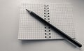 Pencil lies on a white notepad