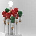 Pencil light bulb 3d as think outside of the box Royalty Free Stock Photo