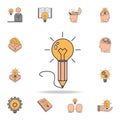 pencil and light bulb fild color icon. Detailed set of color idea icons. Premium graphic design. One of the collection icons for Royalty Free Stock Photo