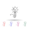 Pencil and light bulb multi color icon. Simple thin line, outline vector of idea icons for ui and ux, website or mobile Royalty Free Stock Photo
