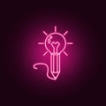 pencil and light bulb neon icon. Elements of Idea set. Simple icon for websites, web design, mobile app, info graphics Royalty Free Stock Photo