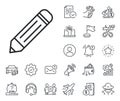 Pencil line icon. Edit sign. Salaryman, gender equality and alert bell. Vector