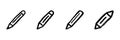 Pencil Line Icon Set In Doodle Style. Creative Writing, Drawing, And Design Tools Outline Sketch Collection. Artistic Royalty Free Stock Photo