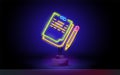 Neon notepad with pencil outline icon in neon style. Elements of education illustration line icon. signs, symbols can be