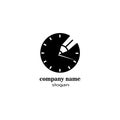 Pencil logo illustration clock icon black and white vector design