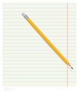 Pencil lying on notebook sheet in line with the fields