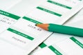 Pencil lying on payroll background Royalty Free Stock Photo