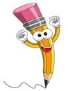 Pencil Mascot cartoon exulting isolated Royalty Free Stock Photo