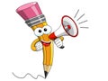 Pencil Mascot cartoon speaking megaphone isolated Royalty Free Stock Photo