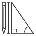 Pencil and Math Triangle vector concept line icon or sign